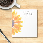 Monogram Name Sunflower Notepad<br><div class="desc">This floral personalized notepad is decorated with a yellow watercolor sunflower. 
Easily customizable with your name and monogram.
Use the Design Tool to change the text size,  style,  or colour. 
As we create our artwork you won't find this exact image from other designers. Original Watercolor © Michele Davies.</div>