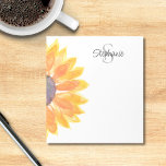 Monogram Name Sunflower Notepad<br><div class="desc">This floral personalized notepad is decorated with a yellow watercolor sunflower.
Easily customizable with your name and monogram.
Use the Design Tool to change the text size, style, or colour.
As we create our artwork you won't find this exact image from other designers. Original Watercolor © Michele Davies.</div>