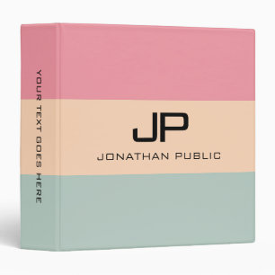 Monogram Name Template Pink Peach Teal Trendy Binder
