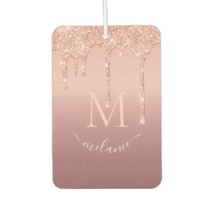 Monogram Name Text Rose Gold Blush Air Freshener