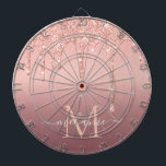 Monogram Name Text Rose Gold Blush Glitter Sparkle Dartboard<br><div class="desc">Monogram Name Text Rose Gold Blush Glitter Sparkle Personalized Birthday - Anniversary or Wedding Gift / Suppliest - Add Your Letter / Name - Text or Remove - Make Your Special Gift - Resize and move or remove and add text / elements with customization tool. Design by MIGNED. Please see...</div>