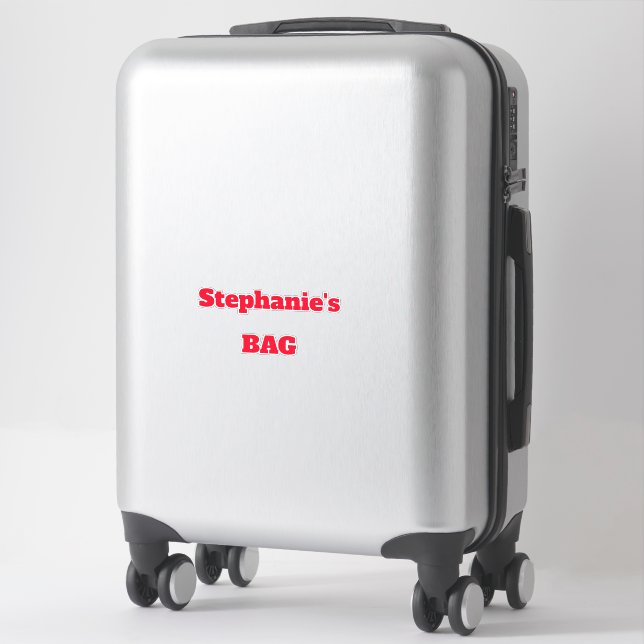 Monogram Name Travel Label Custom Red Colour Text (Suitcase)