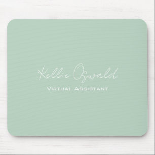 Monogram Name Virtual Assistant Light Green White Mouse Pad