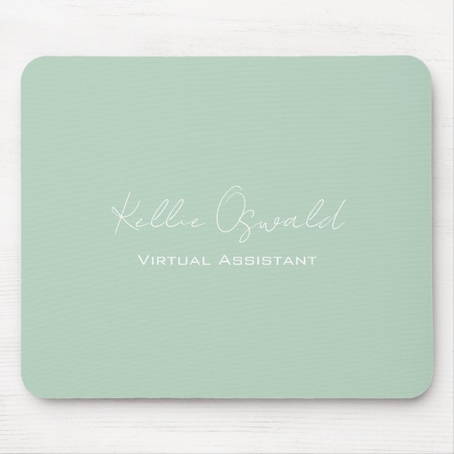 Monogram Name Virtual Assistant Light Green White Mouse Pad (Front)