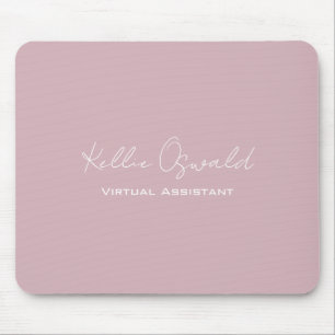 Monogram Name Virtual Assistant White Rose Pink Mouse Pad