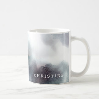 Monogram name watercolor hipster blue nautical coffee mug