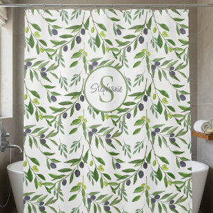Monogram Name Watercolor Olive Pattern