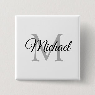 Monogram Name White Personalized Template Square 2 Inch Square Button