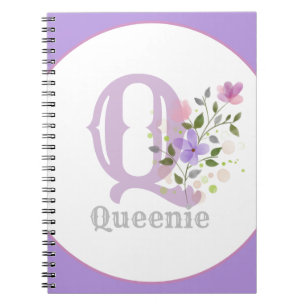 Monogram & Name with Flowers Notebook