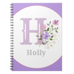 Monogram & Name with Flowers Notebook