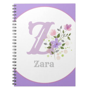 Monogram & Name with Flowers Notebook