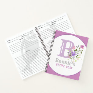 Monogram & Name with Flowers Notebook