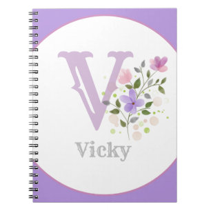 Monogram & Name with Flowers Notebook