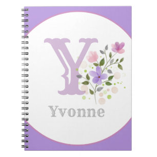 Monogram & Name Yvonne with Flowers Notebook
