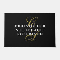 Monogram Names Elegant Black Gold White Minimalist