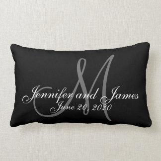 Monogram Names Photo Wedding Keepsake Lumbar Pillow