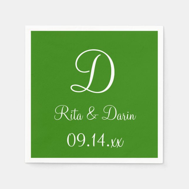 Monogram Napier Green Durable Colour Coordinating  Napkin (Front)