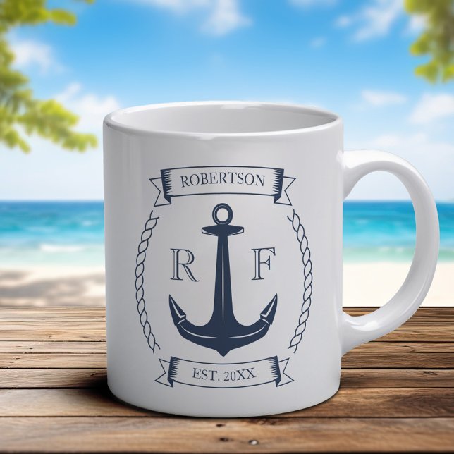 Monogram Nautical Anchor  Coffee Mug (Creator Uploaded)