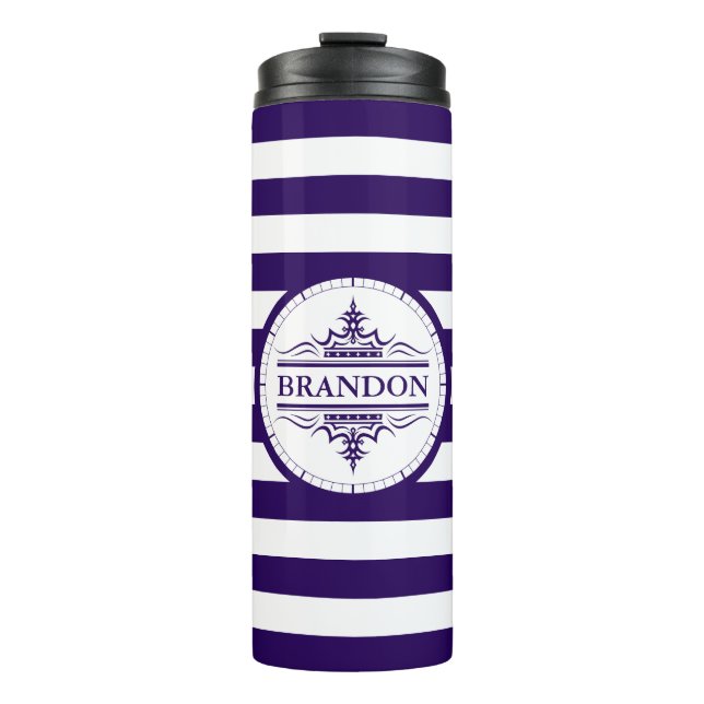 Monogram Nautical Classic Navy Thermal Tumbler (Front)