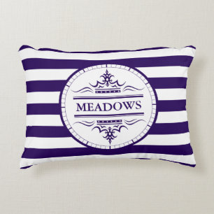 Monogram Nautical Elegant Navy Blue Accent Pillow