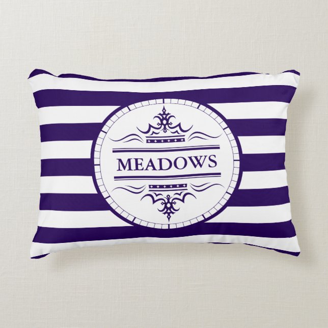 Monogram Nautical Elegant Navy Blue Accent Pillow (Front)