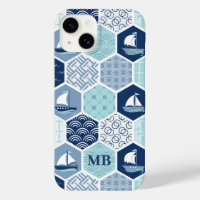 Monogram Nautical Modern Boat Blue Personalized