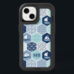 Monogram Nautical Modern Boat Blue Personalized<br><div class="desc">This design features stylish modern nautical pattern with your personalized monogram</div>