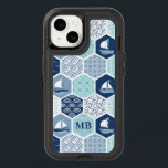 Monogram Nautical Modern Boat Blue Personalized<br><div class="desc">This design features stylish modern nautical pattern with your personalized monogram</div>