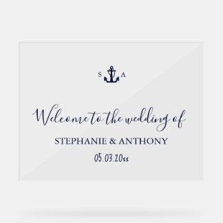 Monogram Nautical Navy Blue Anchor Wedding    