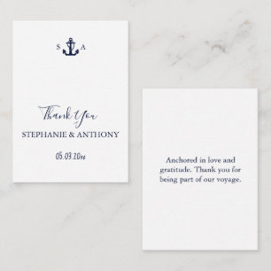 Monogram Nautical Navy Blue Anchor Wedding Card
