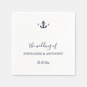 Monogram Nautical Navy Blue Anchor Wedding    Napkin
