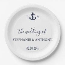 Monogram Nautical Navy Blue Anchor Wedding