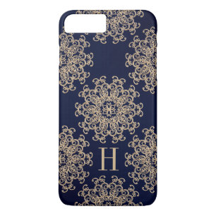 Monogram Navy Blue and Gold Exotic Medallion Case-Mate iPhone Case