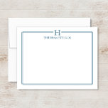 Monogram Navy Blue Elegant Family Stationery Card<br><div class="desc">This design features a thin double border with space for a monogram and name/text at the top. Click the customize button if you would like to adjust the design elements and/or further modify the text! Variations of this design, additional colours, as well as coordinating products are available in our shop,...</div>
