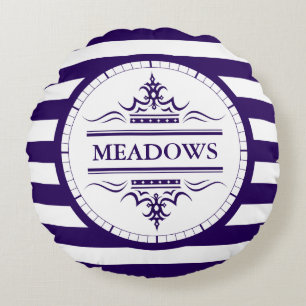 Monogram Navy Blue Elegant Nautical Throw Pillow