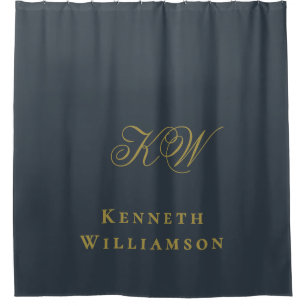 Monogram Navy Blue Gold Name Minimalist Men 