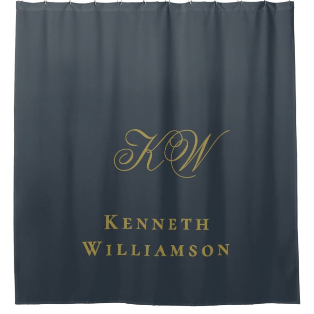 Monogram Navy Blue Gold Name Minimalist Men  (Front)