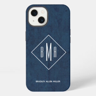 Monogram Navy Blue iPhone 13 Case