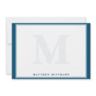 Monogram Navy Blue Masculine Men's Stationery
