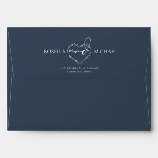 Monogram Navy Blue Modern Elegant Wedding Envelop Envelope