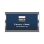 Monogram Navy Blue Modern Metal Frame Professional