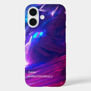 Monogram navy blue purple red bright abstract  iPhone 16 case