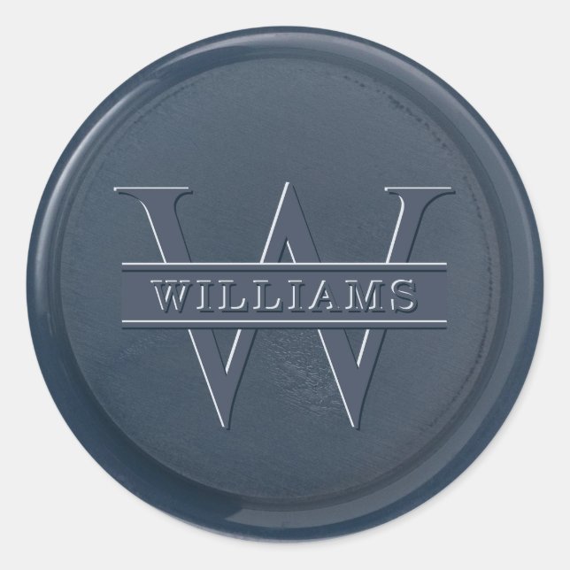 Monogram Navy Blue Wax Seal Sticker (Front)
