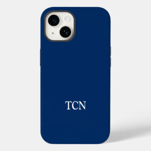 Monogram Navy Blue White Minimalist Modern  iPhone 14 Case