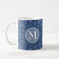 Monogram Navy Blue White Spirals - Personalized