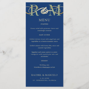 Monogram Navy Olive Sage Green Wedding Menu