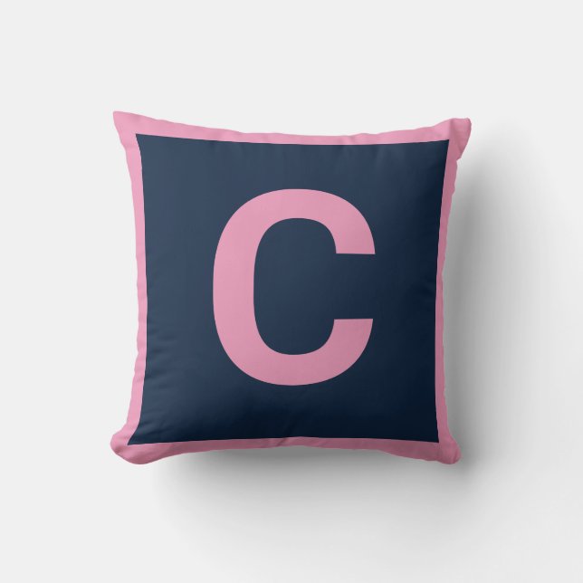 MONOGRAM NAVY PINK DOUBLESIDED Cushion Pillow (Front)