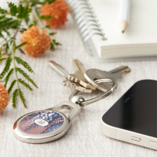Monogram Navy Rose Wisteria Elegance Keychain