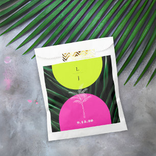 Monogram Neon Arches Tropical Palm Tree Wedding Favour Bag