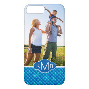 Monogram Neon Blue Fish Scales Case-Mate iPhone Case